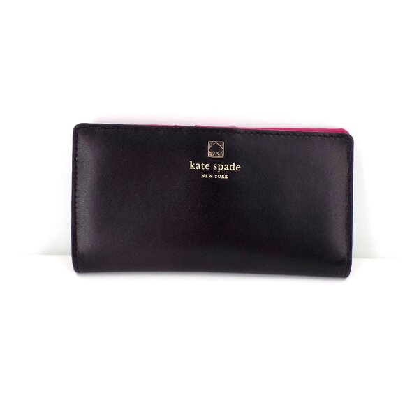 Kate Spade NY Stacy Wallet Leather Black & Pink - Picture 1 of 5